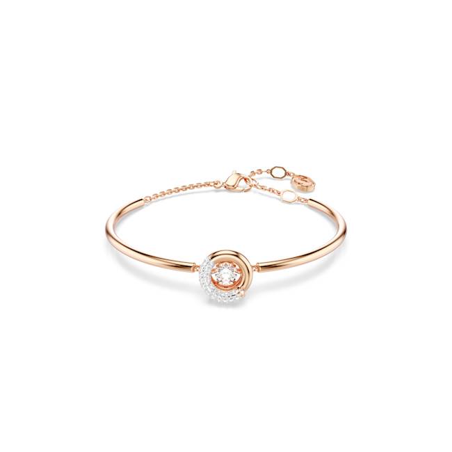 Swarovski Dextera Bangle, Round Cut, White, Rose Gold-Tone Plated