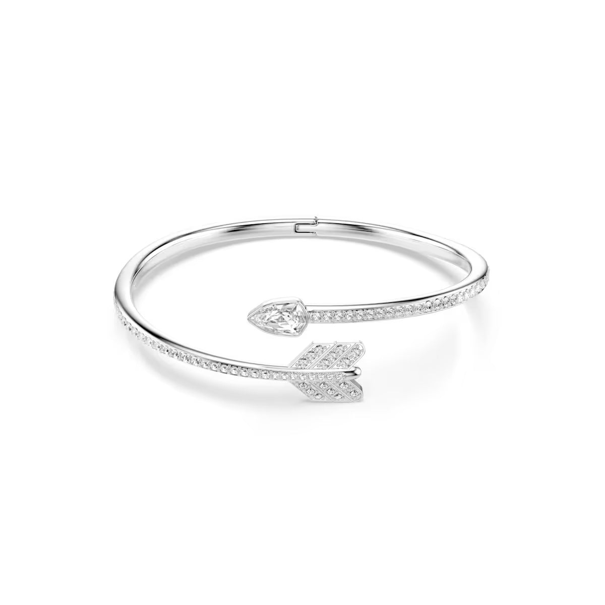 Swarovski Idyllia Bangle Mixed Cuts, Arrow, White, Rhodium Plated, Medium
