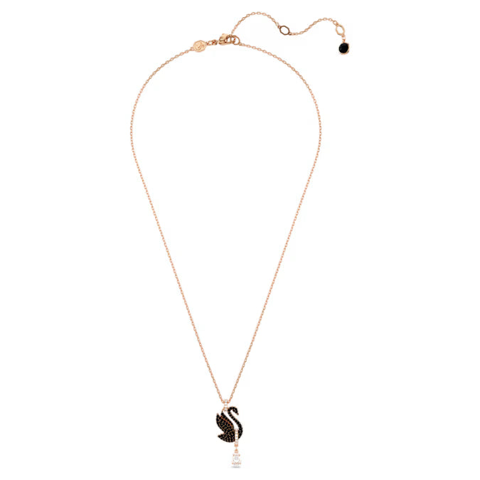 Swarovski Swan Pendant Swan, Black, Rose Gold-Tone Plated