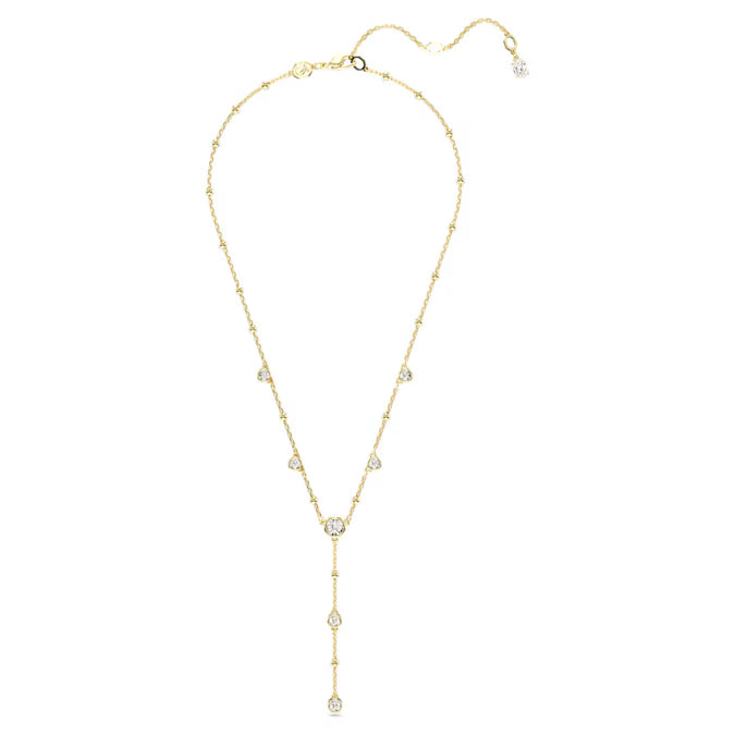 Swarovski Imber Y Necklace Round Cut, Scattered Design, White, Gold-Tone Plated