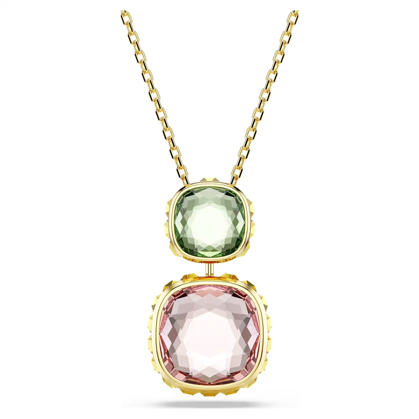 Swarovski  Chroma Pendant, Cushion Cut, Multicoloured, Gold-tone Plated