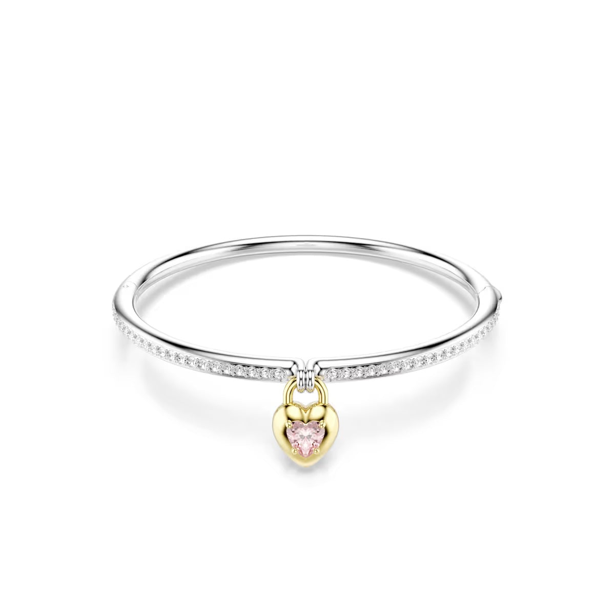 Swarovski Idyllia Bangle Mixed Cuts, Heart, Pink, Mixed Metal Finish, Medium