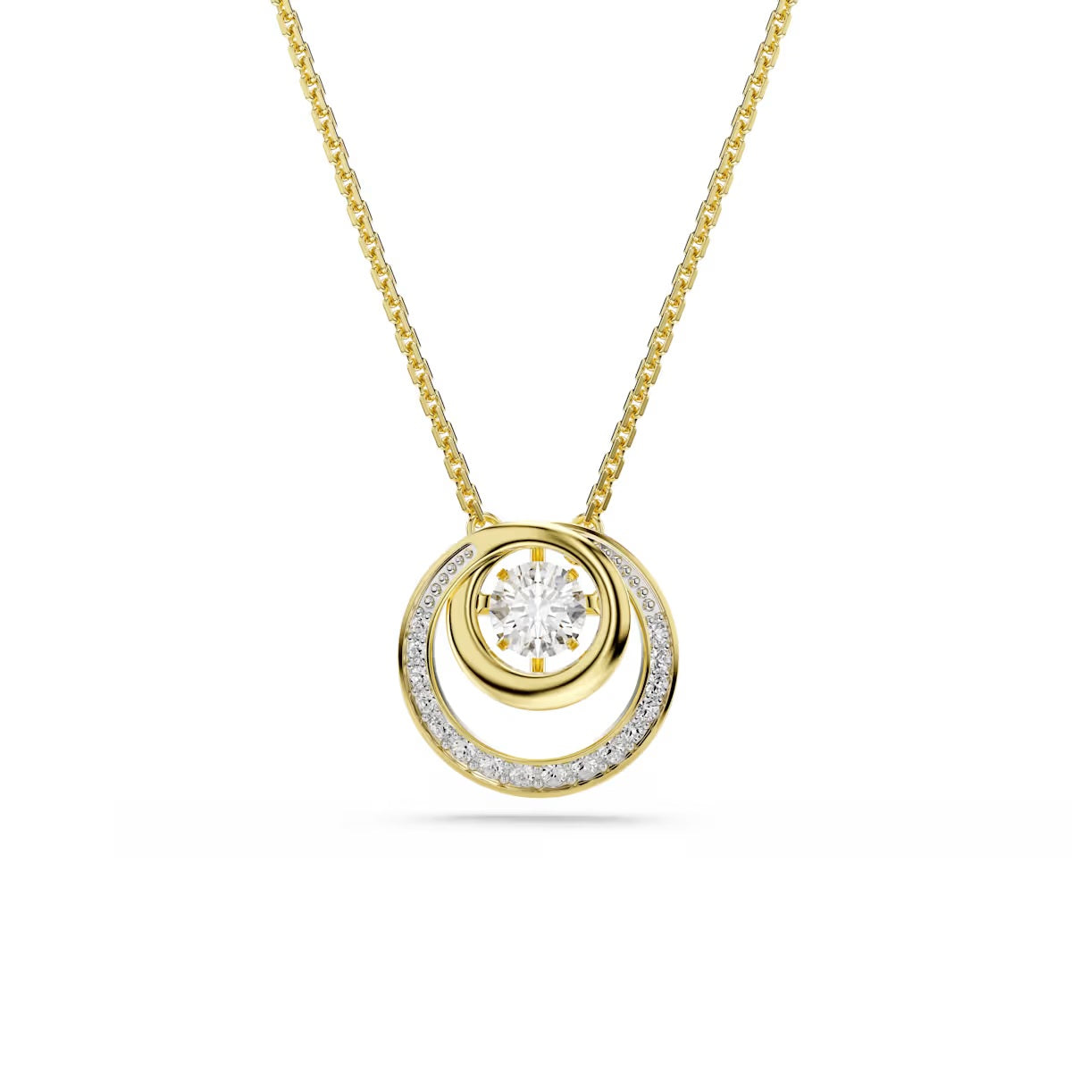 Swarovski Hyperbola Pendant Round Cut, White, Gold-tone Plated