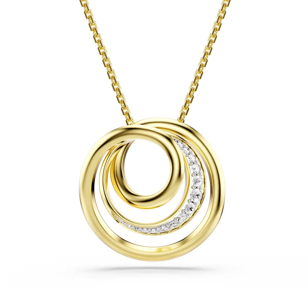 Swarovski Hyperbola Necklace Round Cut, White, Gold-tone Plated
