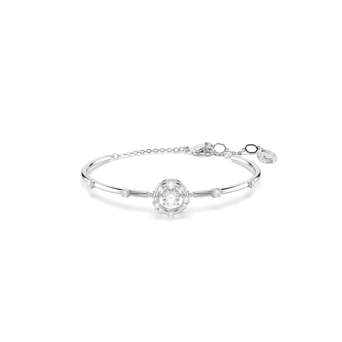 Swarovski Constella Bangle Round Cut, Dancing Stone, White, Rhodium Plated