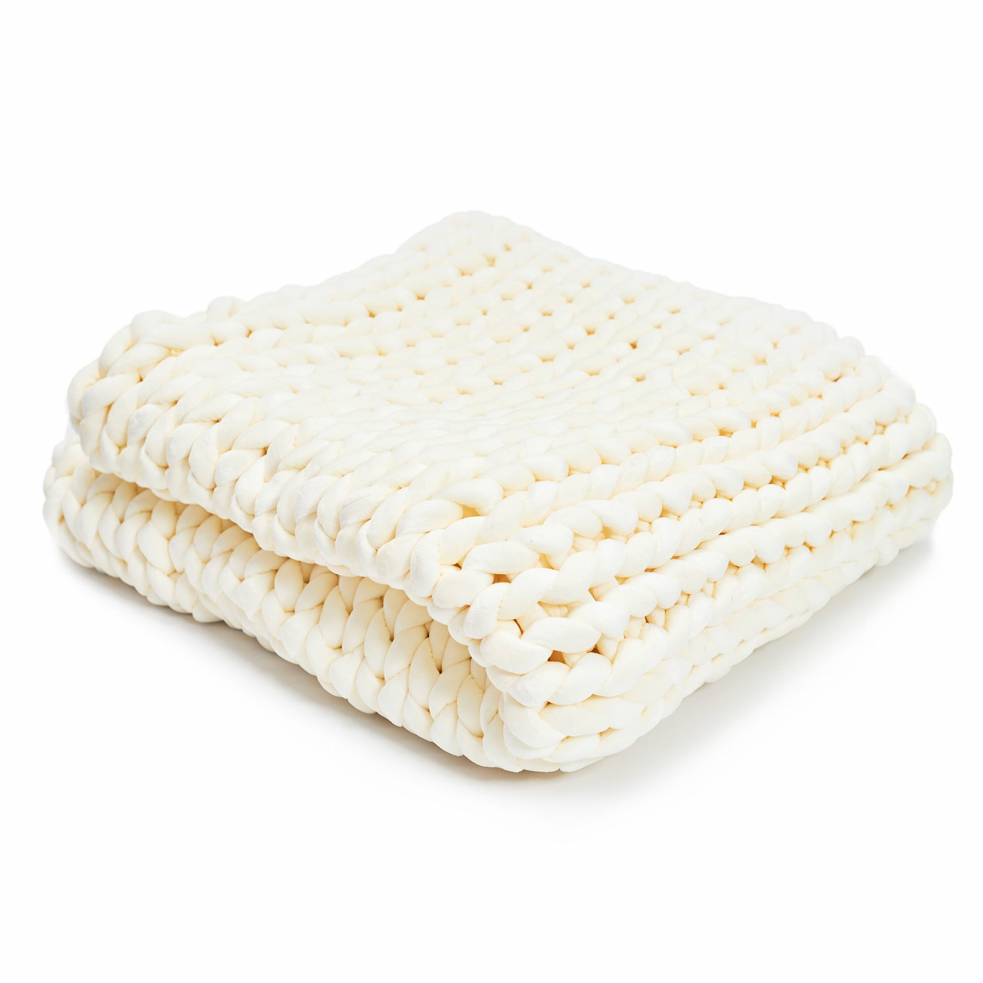 HUSH Hand Knitted 15lb Minky Velour Weighted Blanket - Cream