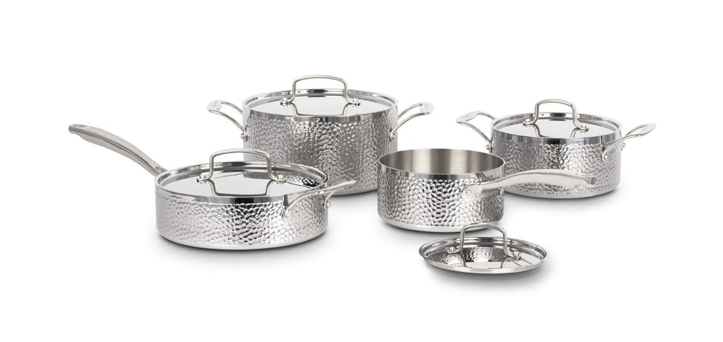 Cuisinart 8-Piece Vintage Hand Hammered Tri-Ply Cookware Set